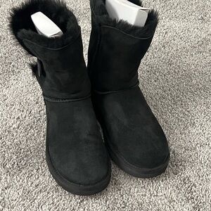 UGG Black Suede Fur Boots